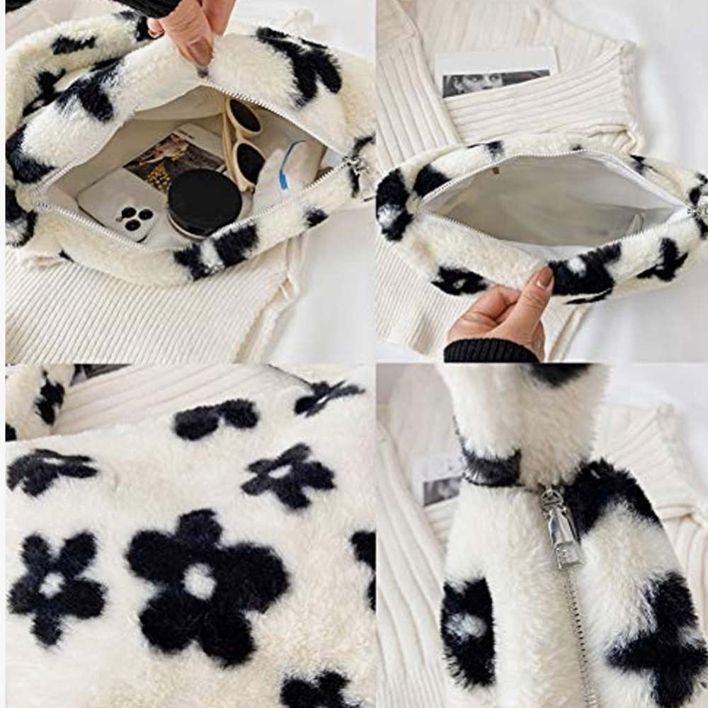 Y2K Plush Fluffy Flower Shoulder Bag - Picture 3 of 3